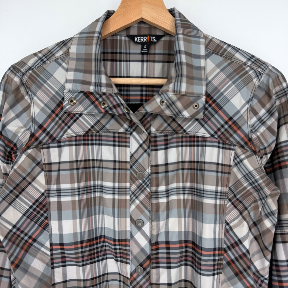 Kerrits Not Just a Barn Shirt Plaid Snap Front Long Sleeve Shirt Sz S Equestrian - Picture 2 of 10